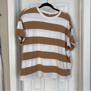 Old Navy Tan and White Striped Tee